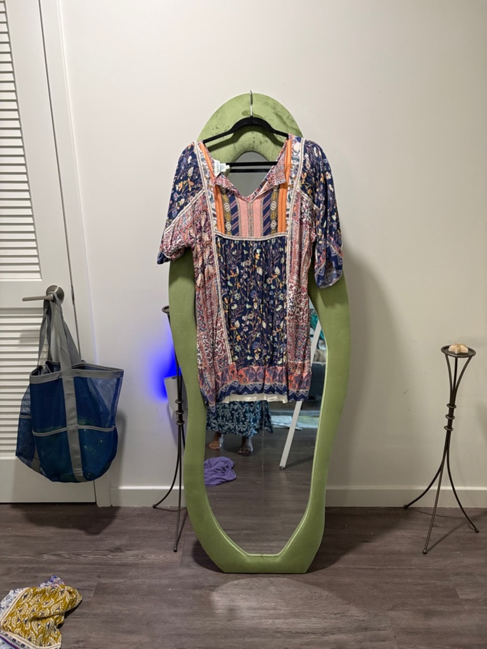 Sundance Bohemian Floral Mix-Print Dress in Navy, Coral, Pink